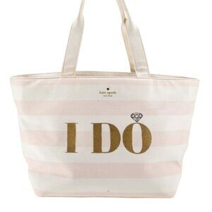 Kate Spade Bride "I Do, I Did" Canvas Tote Custom Wedding Storybook lining
